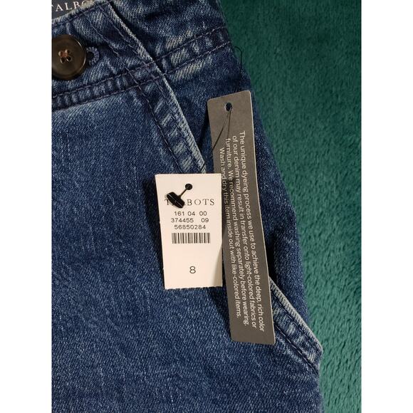Talbots Jeans Size 8 Womens Blue Pants Stretch Ladies Mid Rise Wide Leg Crop NWT - Picture 3 of 15